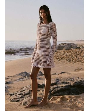 Mango Crochet Short Dress - Brown