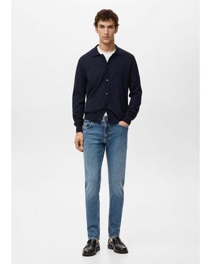 Mango Jean Jan Slim-Fit Délavé Moyen Effet Usé Bleu Moyen