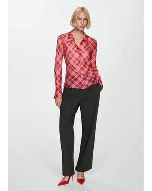 Mango Check-Print Shirt - Red