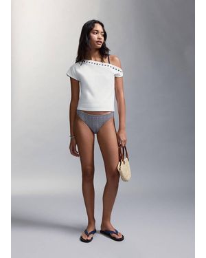 MANGO TEEN Striped Bikini With Classic Briefs - White