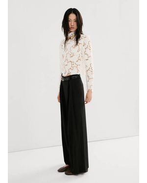Mango Floral Embroidery Blouse - White