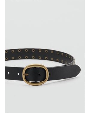 MANGO TEEN Buckled Studded Belt - Black