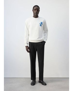 Mango Gemustertes Baumwoll-Sweatshirt - Weiß