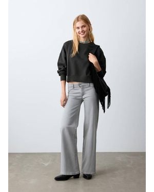 MANGO TEEN Cropped Cotton Sweatshirt - Grey
