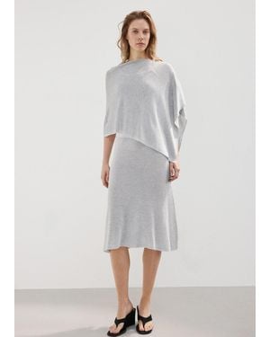 Mango Asymmetrical Knitted Cape - Grey