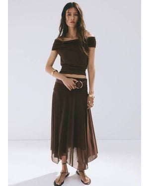 Mango Off-Shoulder Top - Brown