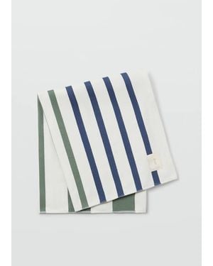 Mango 100% Cotton Striped Beach Towel - Blue