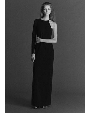 Mango Asymmetrical Open-Back Dress - Black