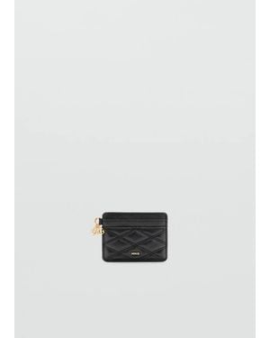 Mango Padded Card Holder With Metal Charm - White