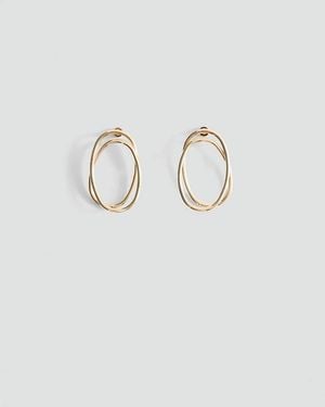 Mango Double Hoop Earrings - White