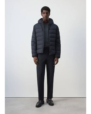 Mango Quilted Water Repellent Jacket - Blue
