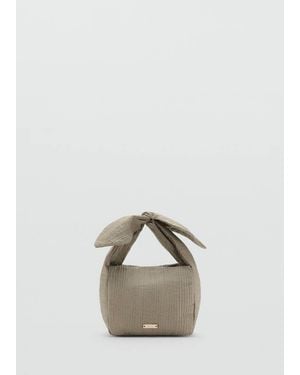 Mango Bambula Handbag With Bow - White