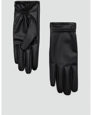 Mango Gloves With Gathered Detail - Black