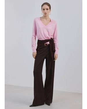 Mango V-Neck Knit Jumper - Pink