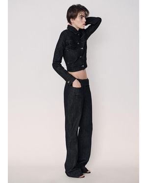 Mango Fitted Denim Jacket With Pockets - Blue