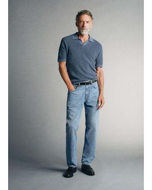 Mango Pinori Filati Cotton-Blend Polo Shirt - Blue