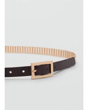 Mango Leather Mixed Belt - Metallic
