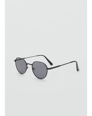 Mango Round Metal Sunglasses - Black