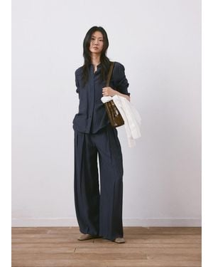 Mango Pinstripe Shirt - Blue