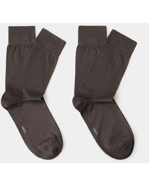 Mango Pack Of 2 Long Cotton Socks - Brown