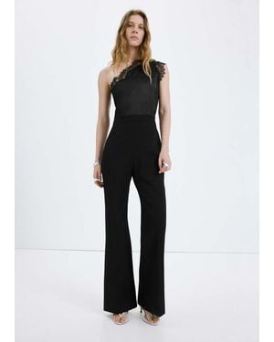 Mango Jumpsuit With Combined Lace And Knit - Multicolor