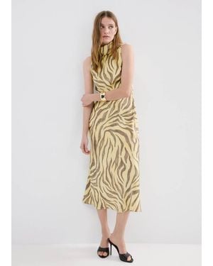 Mango Printed Dress With Foulard - Natural