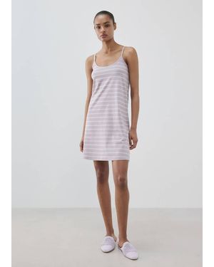 Mango Striped Cotton Nightdress - White