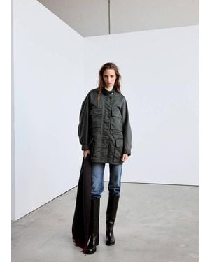 Mango Parka Tasche Collo Alto Grigio - Bianco