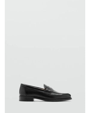 Mango Leather Penny Loafers - Grey