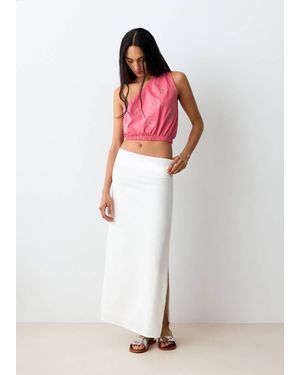MANGO TEEN Asymmetric Top With Rhinestone Detail - Red