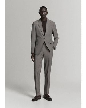 Mango Milan Slim-Fit Suit Trousers - Grey