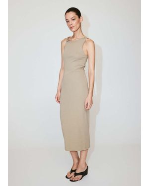 Mango Cotton Dress With Draped Strap Detail - White