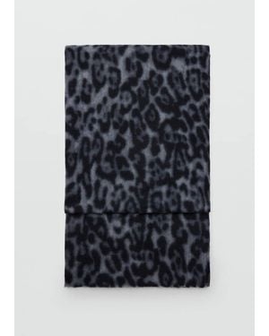 Mango Sciarpa Animal Print Grigio - Blu