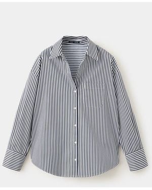 Mango Chemise Fontana Bleu Marine - Gris