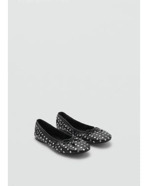 Mango Ballerina Shoes With Studded Bow - White