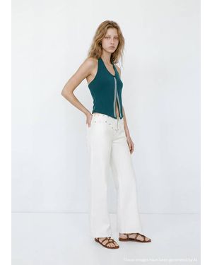 MANGO TEEN Halter Top With Embroidered Details - White