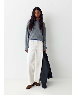 MANGO TEEN Low-Waist Studded Jeans - White