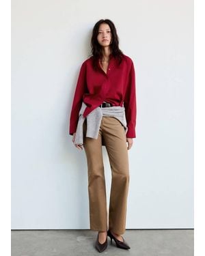 Mango Cotton And Lyocell Blend Straight Shirt - Red