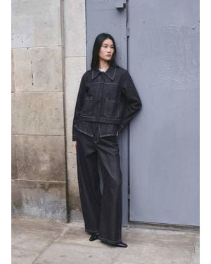 Mango Denim Jacket With Pockets - Grey