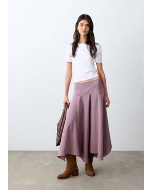 MANGO TEEN Draped Midi Skirt - Purple