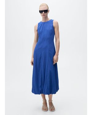 Mango Midi-Dress With Puffed Hem - Blue