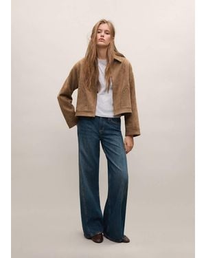 MANGO TEEN Studded Faux Suede Jacket - Brown