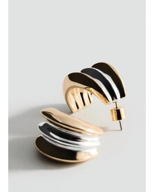 Mango Orecchini Anello Bicolore Rilievo Oro - Bianco