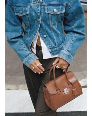 Mango Small City Handbag With Flap - Blue