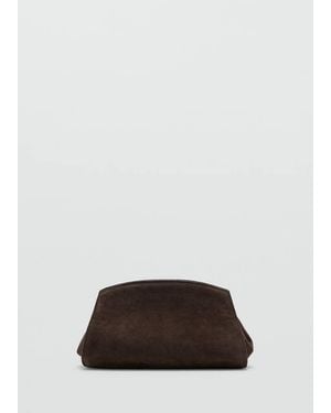 Mango Borsa A Tracolla Pelle Scamosciata Cioccolato - Marrone