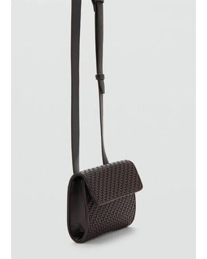 Mango Borsa Intrecciata Manico Lungo Marrone - Multicolore