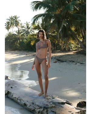 Mango Classic Textured Bikini Knickers - Green