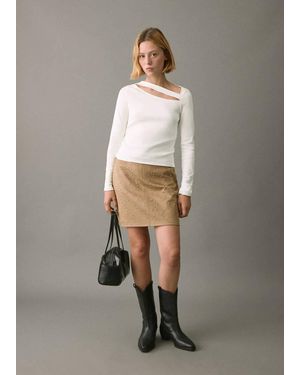 MANGO TEEN Asymmetrical T-Shirt With Cut-Out - Grey
