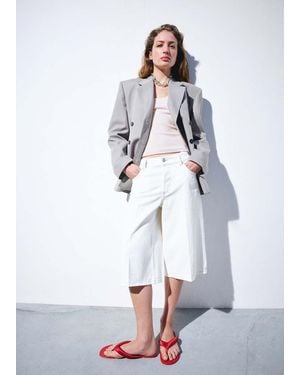 Mango Ribbed Cotton Top - White