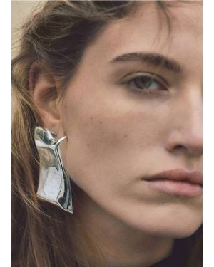 Mango Irregular Metallic Earrings - White